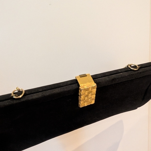 Vintage Black Clutch with Gold Chain - Picture 7 of 12